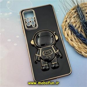 قاب گوشی Redmi Note 11 Pro 4G Global - Redmi Note 11 Pro 5G Global - Redmi Note 11E Pro 5G - Redmi Note 12 Pro 4G شیائومی طرح ژله ای فضانورد مای کیس گلد لاین دور طلایی محافظ لنز دار مشکی کد 910