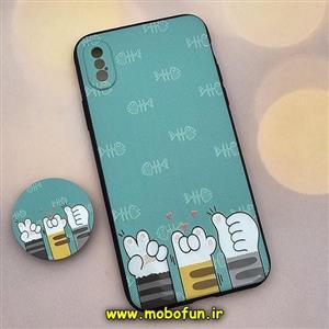 قاب گوشی iPhone X - iPhone XS آیفون فانتزی سوزنی برجسته طرح گربه بامزه پاپ سوکت دار محافظ لنزدار کد 573