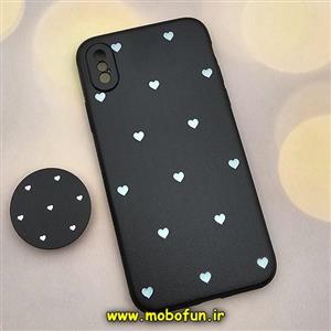 قاب گوشی iPhone X - iPhone XS آیفون فانتزی سوزنی برجسته طرح قلب مشکی پاپ سوکت دار محافظ لنزدار کد 572