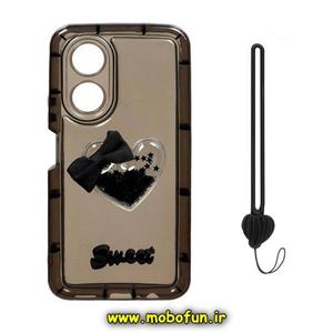 قاب گوشی Honor X7 4G آنر طرح ژله ای شفاف بالشتی سه بعدی آکواریومی محافظ لنز دار آویز دار قلبی مشکی کد 149