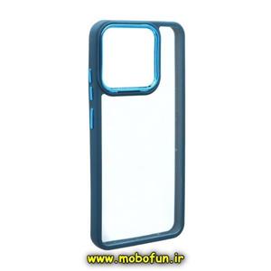 قاب گوشی Redmi 10A - Redmi 9C - Poco C3 شیائومی اورجینال متال کیس Metal طرح پشت طلق شفاف دور سیلیکونی سرمه ای کد 350