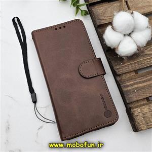 کیف گوشی Galaxy S21 FE سامسونگ مگنتی نیلکین NILLKIN طرح چرم کتابی محافظ لنزدار قهوه ای کد 603