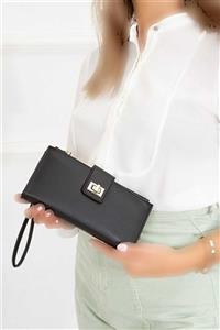 کیف پول قسمته سکه مچی بند‎دار قفل دار جا کارتی مشکی زنانه برند NEWISH POLO ACCESSORIES کد 1701993672