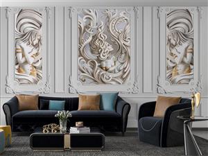 کاغذ دیواری لاکچری گچبری مجسمه M13420800