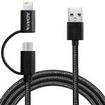 ADATA 2-IN-1 USB To microUSB/لایتنینگ Cable 2m