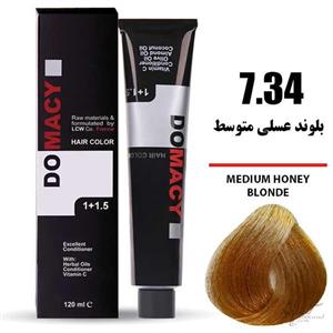 رنگ مو دوماسی سری عسلی شماره 7.34 حجم 120 میلی لیتر رنگ  بلوند عسلی متوسط