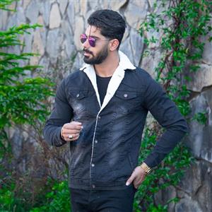 کت جین مردانه ذغالی کد 18808