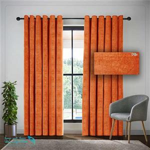 پرده ساده رنگ Rusty Orange پارچه مخمل شانل کد 3610