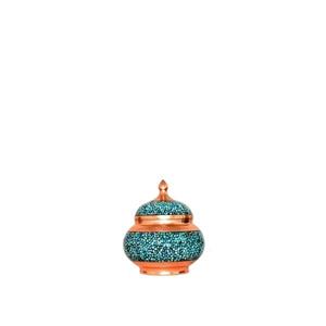 قندان فیروزه کوب اثر آقاجانی ارتفاع 13 سانتی متر Turquoise Tattoo Sugar Bowl By Aghajani Medium