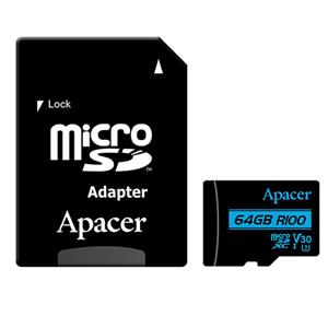 مموری کارت 64 گیگابایت microSDHC اپیسر مدل Rioo A1 به همراه اداپتور