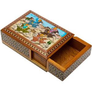 جا کارتی خاتم اثر کروبی طرح شکار Inlay Card Holder By Karoubi Hunt Design