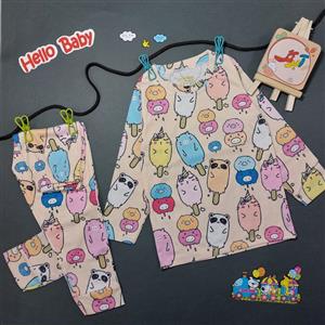 بلوز و شلوار بچه گانه راحتی طرح بستنی کد abr45