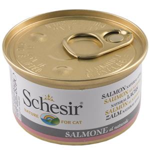 کنسرو غذای گربه شسیر مدل SALMONE-VATE NATURALE01  وزن 85 گرم 