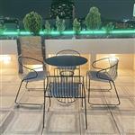 میز و صندلی ناهارخوری 4 نفره مسعودی متال فرنیچر مدل پایلا دسته دار کاتن مدل 105594