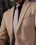 ست کراوات و دستمال جیب مردانه NESEN | کرم بژ ساده (جودون) S48