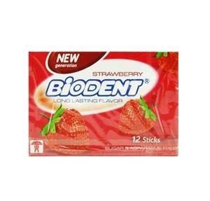 ادامس بایودنت طعم توت فرنگی بسته 12 عددی Biodent Strawberry Flavour Chewing Gum Pack Of 