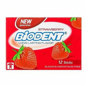 ادامس بایودنت طعم توت فرنگی بسته 12 عددی Biodent Strawberry Flavour Chewing Gum Pack Of 