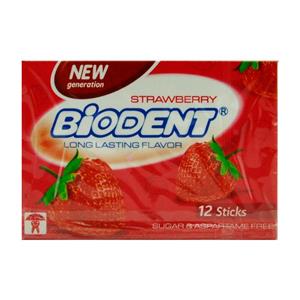 ادامس بایودنت طعم توت فرنگی بسته 12 عددی Biodent Strawberry Flavour Chewing Gum Pack Of 