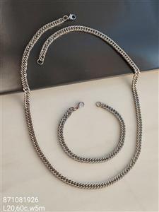 ست گردنبند و دستبند استیل سیلور کد ۱۸۱۵۲۰۳
