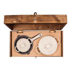 سرویس قابلمه چدن 5 پارچه کودک kids با جعبه چوبی نالینو کد 0164