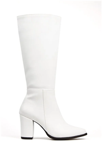 بوت و چکمه ساق بلند چرم سفید زنانه وارداتی ترک برند Limeo کد 182