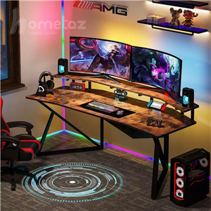 میز گیمینگ gaming فلزی (آهنی) با صفحه طرح چوب مدل ht2105