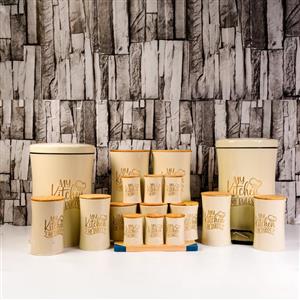 سرویس آشپزخانه 17 پارچه MGS چاپی کمرباریک کرم – درب چوبی A