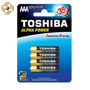 باتری نیم قلمی توشیبا Alkaline Alpha Power پک 4 تایی Toshiba Alpha Power Alkaline AAA Battery