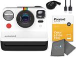 دوربین فیلمبرداری فوری Polaroid Gen 2 Now I-Type - بسته سیاه و سفید با بسته فیلم رنگی i-Type (8 عکس فوری) و پارچه تمیزکننده Lumintrail