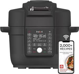 درب Instant Pot 6.5 Quart Duo Crisp Ultimate با WIFI، سرخ کن بادی 13 در 1 و ترکیبی اجاق گاز فشاری، تفت دادن، پخت آهسته، پخت، بخار، گرم، کباب کردن، آبگیری، Sous Vide و موارد دیگر، شامل برنامه با دستور پخت