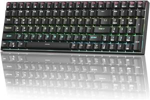 صفحه‌کلید مکانیکی بی‌سیم/بلوتوث/سیمی RGB RK ROYAL KLUDGE RK100 2.4G، 100 کلید 3 حالت قابل اتصال صفحه کلید بازی سوئیچ قرمز داغ برای Win/Mac، مشکی