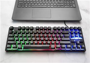 صفحه کلید بازی ضد آب Lovskoo صفحه کلید مکانیکی سیمی USB 60 درصد صفحه کلید برای لپ تاپ رایانه قابل حمل صفحه کلید روشن کننده RGB صفحه کلید با نور پس زمینه لوازم جانبی بازی چیزهای جالب (87 کلید)