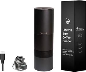 آسیاب قهوه برقی قابل حمل MiiCoffee PT1، آسیاب مخروطی ضد زنگ شارژی USB-C، برس تمیزکننده شامل