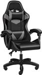 صندلی گیمینگ ارگونومیک صندلی کار متوسط ​​نوین Mahmayi با پشتیبان کمری PU چرم چرخشی بالا، تنظیم کشش شیب - مشکی/خاکستری