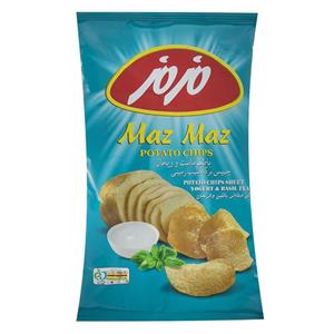چیپس برگه سیب زمینی مزمز با طعم ماست و ریحان 60 گرم Maz Maz Potato Chips Sheet Basil and Yogurt Flavour 60gr