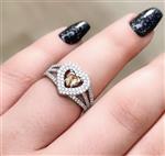 انگشتر قلب سیترین جواهری نقره زنانه کد 10527