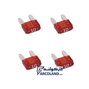 مینی فیوز خودرو دو شاخ ژاپنی اصل 10 آمپر قرمز رالیا Raliya کد R4235 | بسته 4 عددی | کوچک Mini