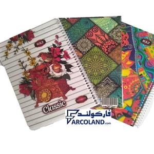 دفتر خط دار سیمی 80 برگ جلد طلقی طرح کلاسیک کارتن 150 عددی