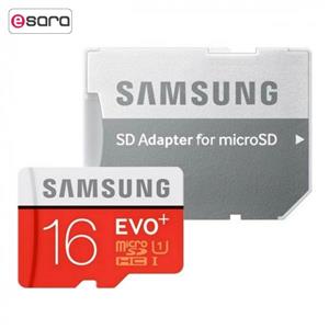 کارت حافظه microSDHC سامسونگ مدل Evo Plus کلاس 10 استاندارد UHS-I U1 سرعت 100MBps همراه با آداپتور SD ظرفیت 16 گیگابایت 