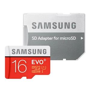 کارت حافظه microSDHC سامسونگ مدل Evo Plus کلاس 10 استاندارد UHS-I U1 سرعت 100MBps همراه با آداپتور SD ظرفیت 16 گیگابایت 