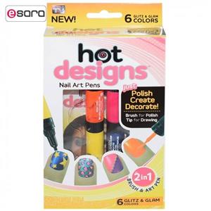 لاک و قلم طراحی ناخن هات دیزاینر مدل 6 Colours 