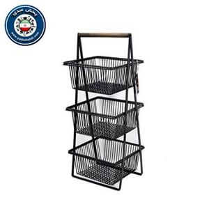 جای سیب زمینی و پیاز 3 طبقه دسته چوبی مربع کد  3777