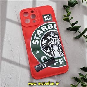قاب گوشی iPhone 12 Pro Max آیفون سیلیکون ژله ای پافر PC زیر بسته محافظ لنز دار استارباکس STARBUCKS قرمز کد 790