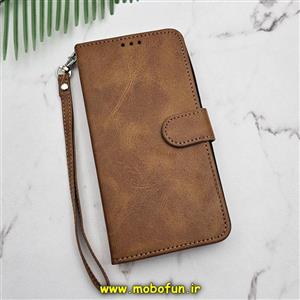 کیف گوشی Redmi Note 12S شیائومی مگنتی طرح چرم کتابی محافظ لنزدار عسلی کد 910