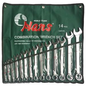 آچار یکسر تخت یکسر رینگی هنس 14 عددی مدل 16614A اینچی