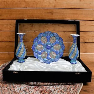 ست بشقاب و گلدان میناکاری کد 209 