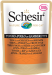 پوچ گربه Schesir با طعم ماهی تن و مرغ و میگو - 100 گرمی