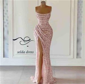 لباس دکلته دخترانه و زنانه بلند پیراهن مجلسی دکلته پولک جدید ۲۰۲۳ شیک ۱۶۴۸