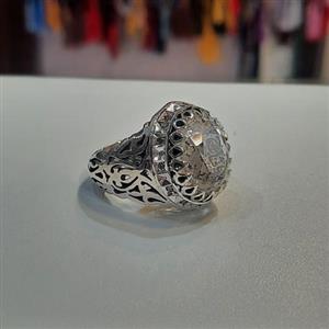 نگین در نجف اصلی الماس تراش با رکاب نقره مردانه 
