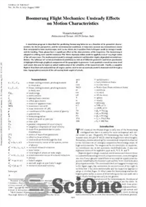 دانلود کتاب Boomerang Flight Mechanics Unsteady Effects on Motion Characteristics مکانیک پرواز بومرنگ اثرات ناپایدار بر ویژگی های حرکت 